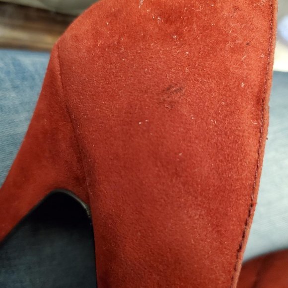 Miss Me Red Suede Peep Toe Platform Heel 8 1/2 - Picture 4 of 11